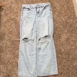 American Eagle Outfitters Light Blue Distressed Wide Leg Jeans